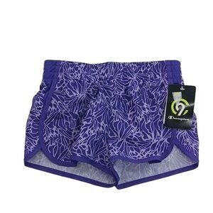 Champion C9 Athletic Shorts Girls Size XS Purple Leaf Print Running Activewear